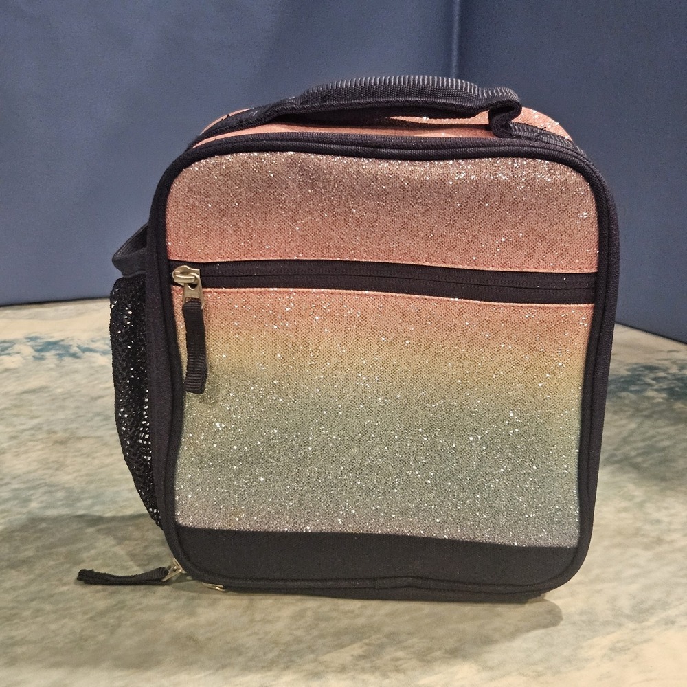 Pottery Barn Kids Mackenzie Rainbow Ombre Glitter Lunch Bag Lunchbox
